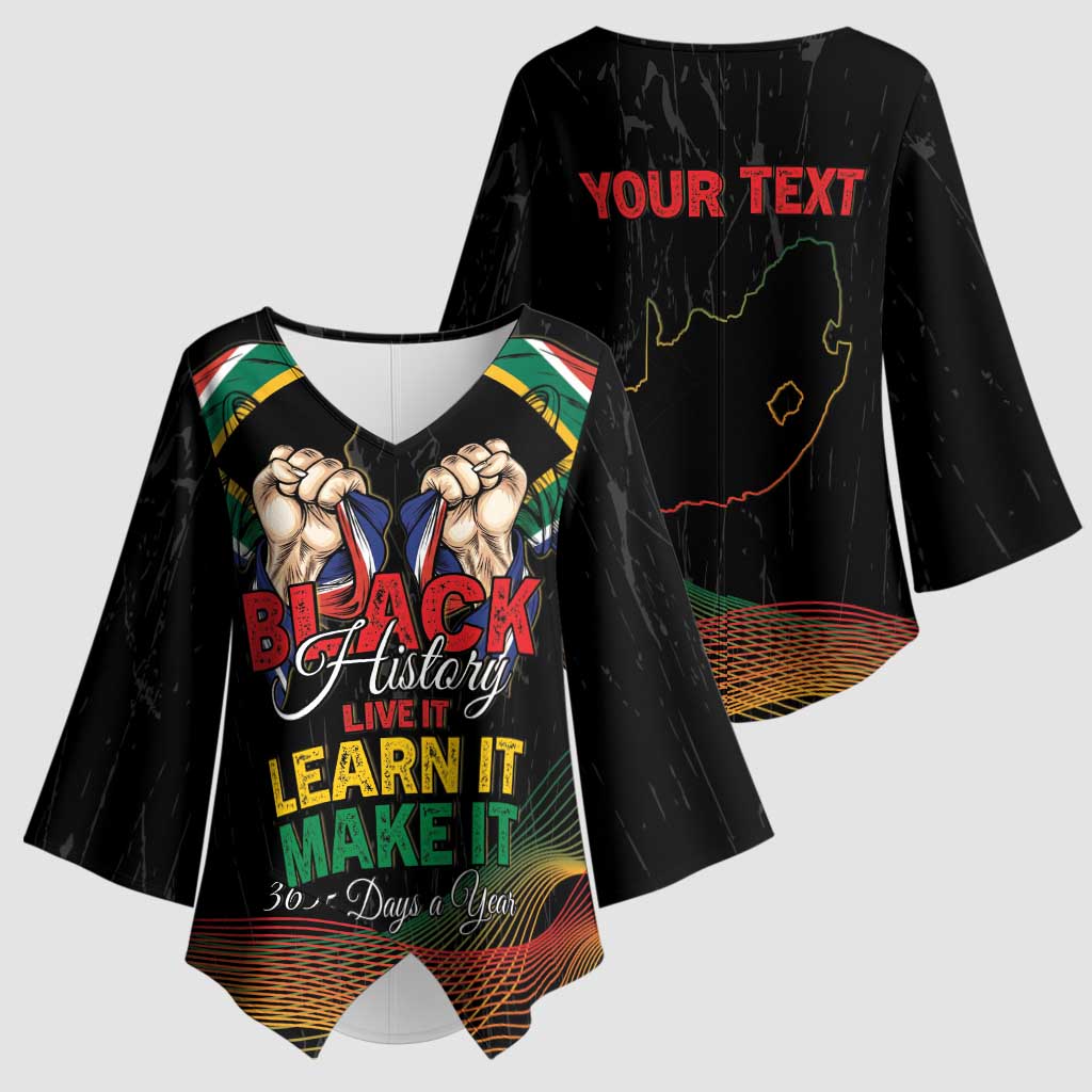 Personalized South Africa Black History Month Kimono Sleeve Blouse Live It Learn It Make It - African Pride