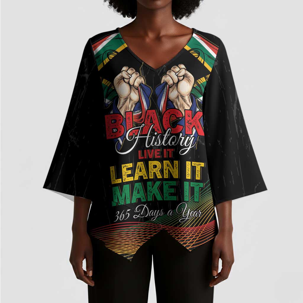 Personalized South Africa Black History Month Kimono Sleeve Blouse Live It Learn It Make It - African Pride