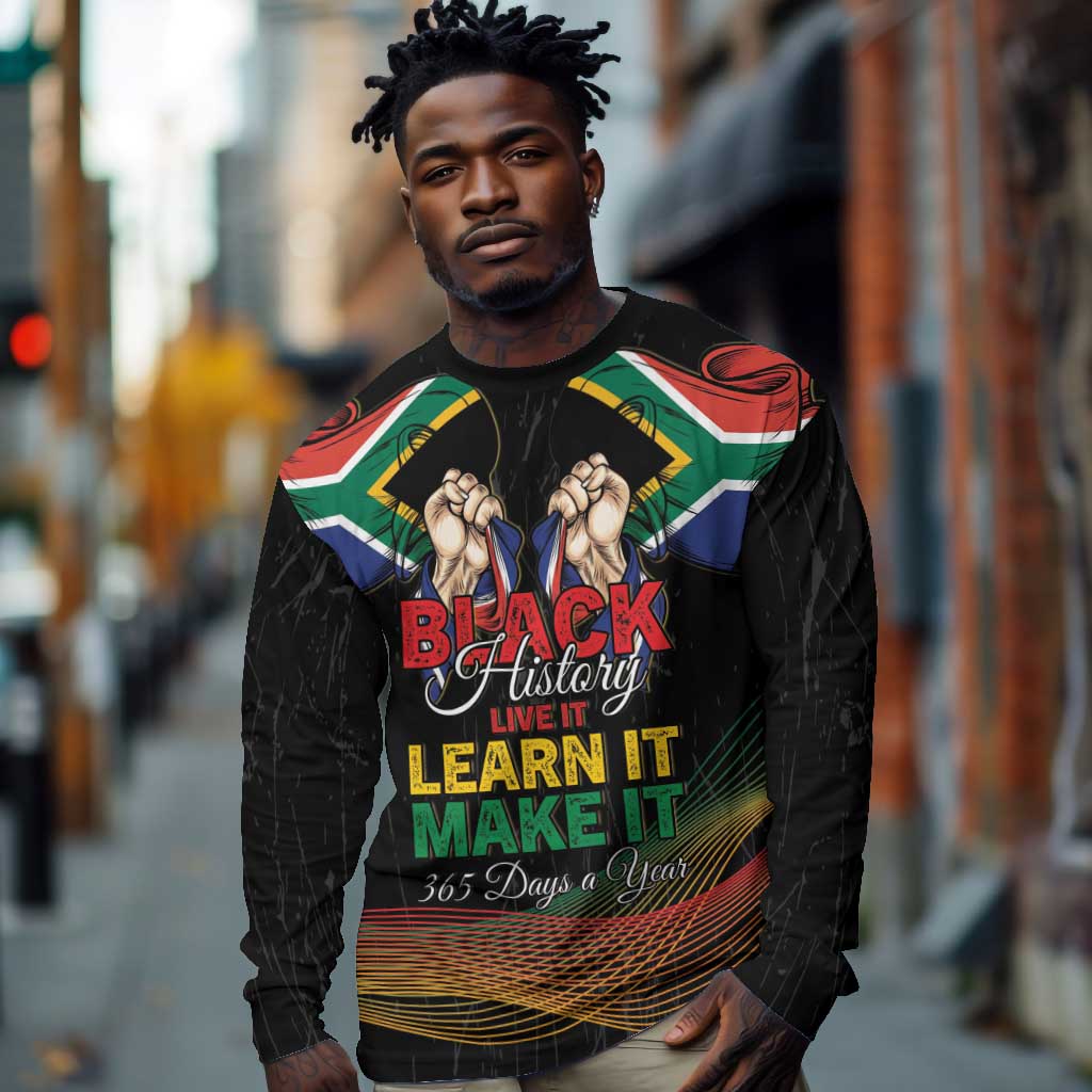 Personalized South Africa Black History Month Long Sleeve Shirt Live It Learn It Make It - African Pride