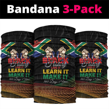 South Africa Black History Month Neck Gaiter Live It Learn It Make It - African Pride