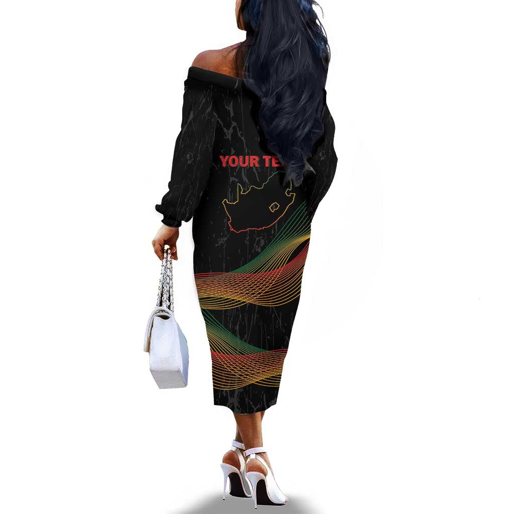 Personalized South Africa Black History Month Off The Shoulder Long Sleeve Dress Live It Learn It Make It - African Pride
