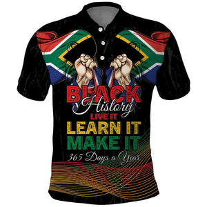 Personalized South Africa Black History Month Polo Shirt Live It Learn It Make It - African Pride