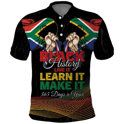 Personalized South Africa Black History Month Polo Shirt Live It Learn It Make It - African Pride