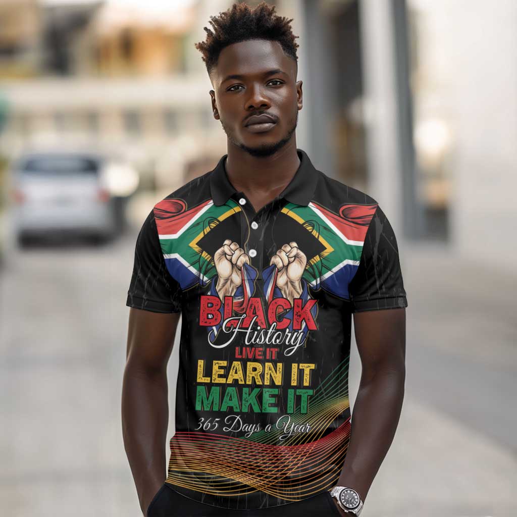 Personalized South Africa Black History Month Polo Shirt Live It Learn It Make It - African Pride