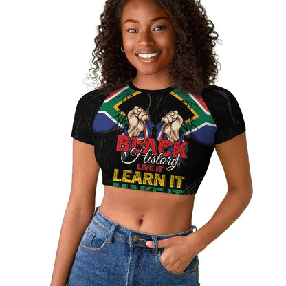 Personalized South Africa Black History Month Raglan Cropped T shirt Live It Learn It Make It - African Pride