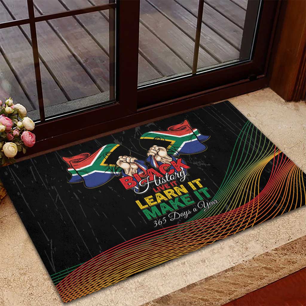 South Africa Black History Month Rubber Doormat Live It Learn It Make It - African Pride