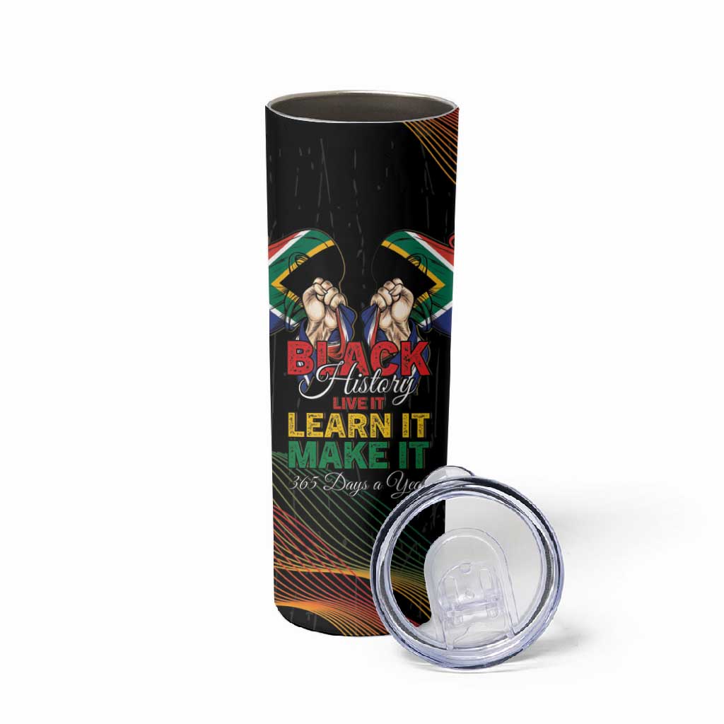 Personalized South Africa Black History Month Skinny Tumbler Live It Learn It Make It - African Pride