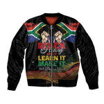 Personalized South Africa Black History Month Sleeve Zip Bomber Jacket Live It Learn It Make It - African Pride