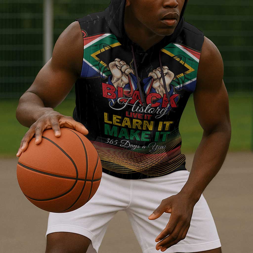 Personalized South Africa Black History Month Sleeveless Hoodie Live It Learn It Make It - African Pride