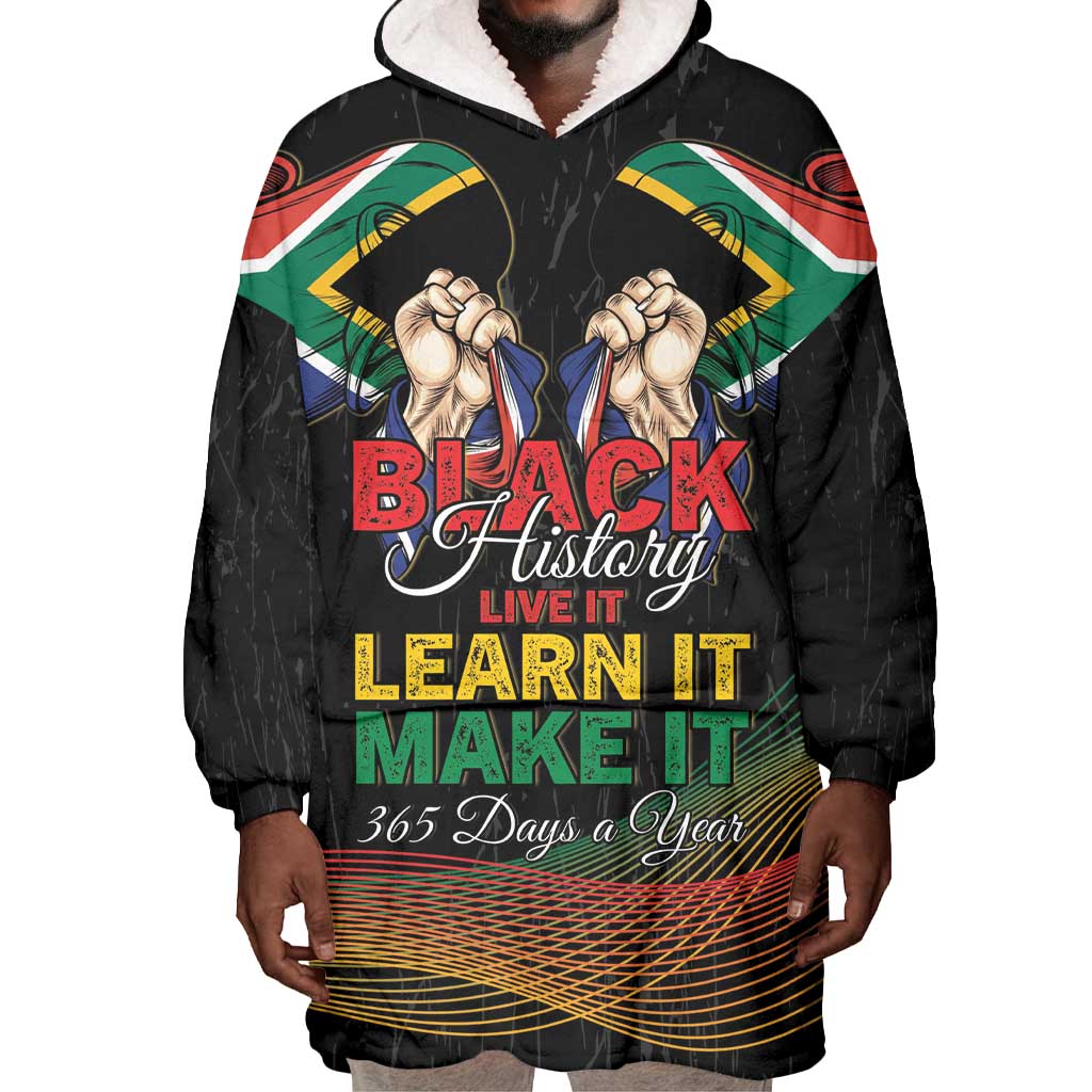 Personalized South Africa Black History Month Wearable Blanket Hoodie Live It Learn It Make It - African Pride