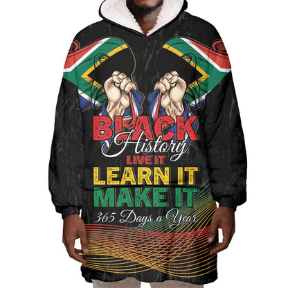 Personalized South Africa Black History Month Wearable Blanket Hoodie Live It Learn It Make It - African Pride