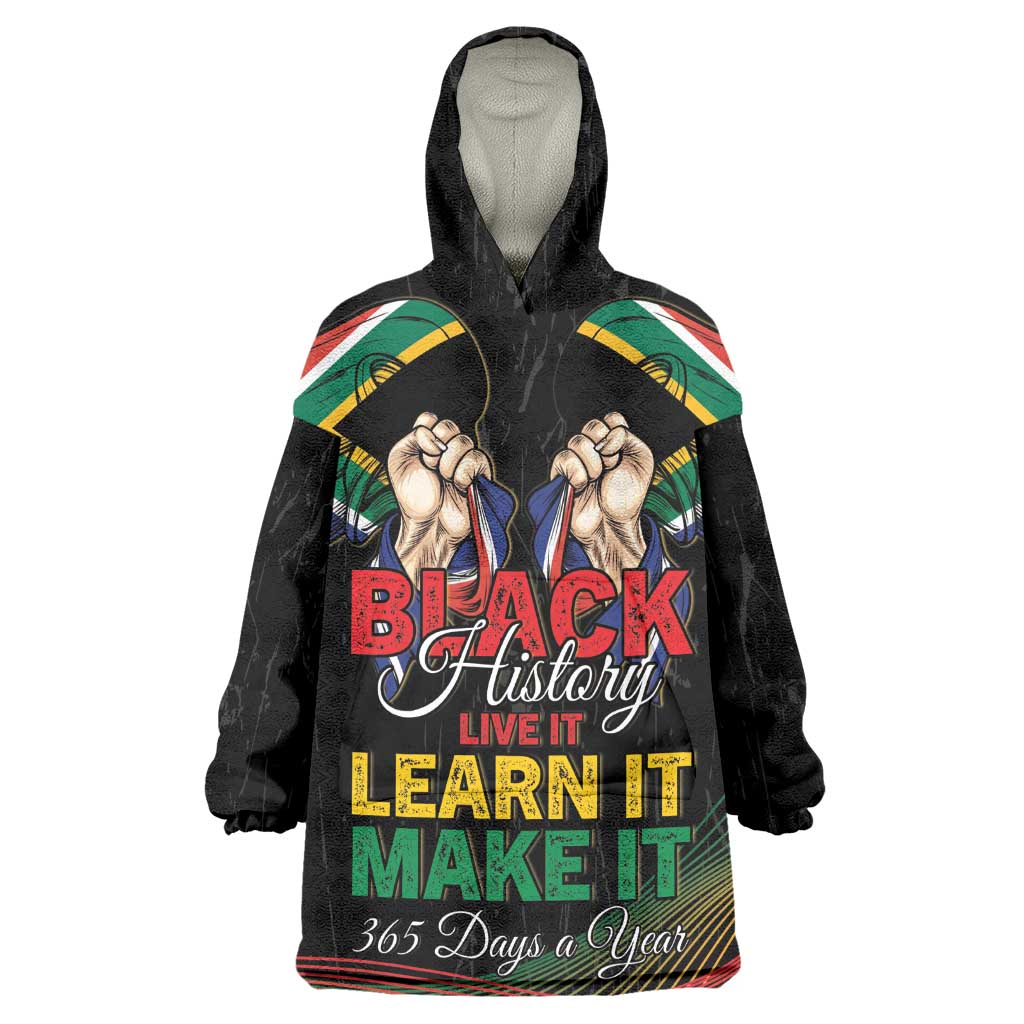 Personalized South Africa Black History Month Wearable Blanket Hoodie Live It Learn It Make It - African Pride