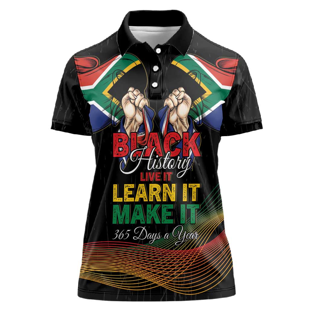 Personalized South Africa Black History Month Women Polo Shirt Live It Learn It Make It - African Pride