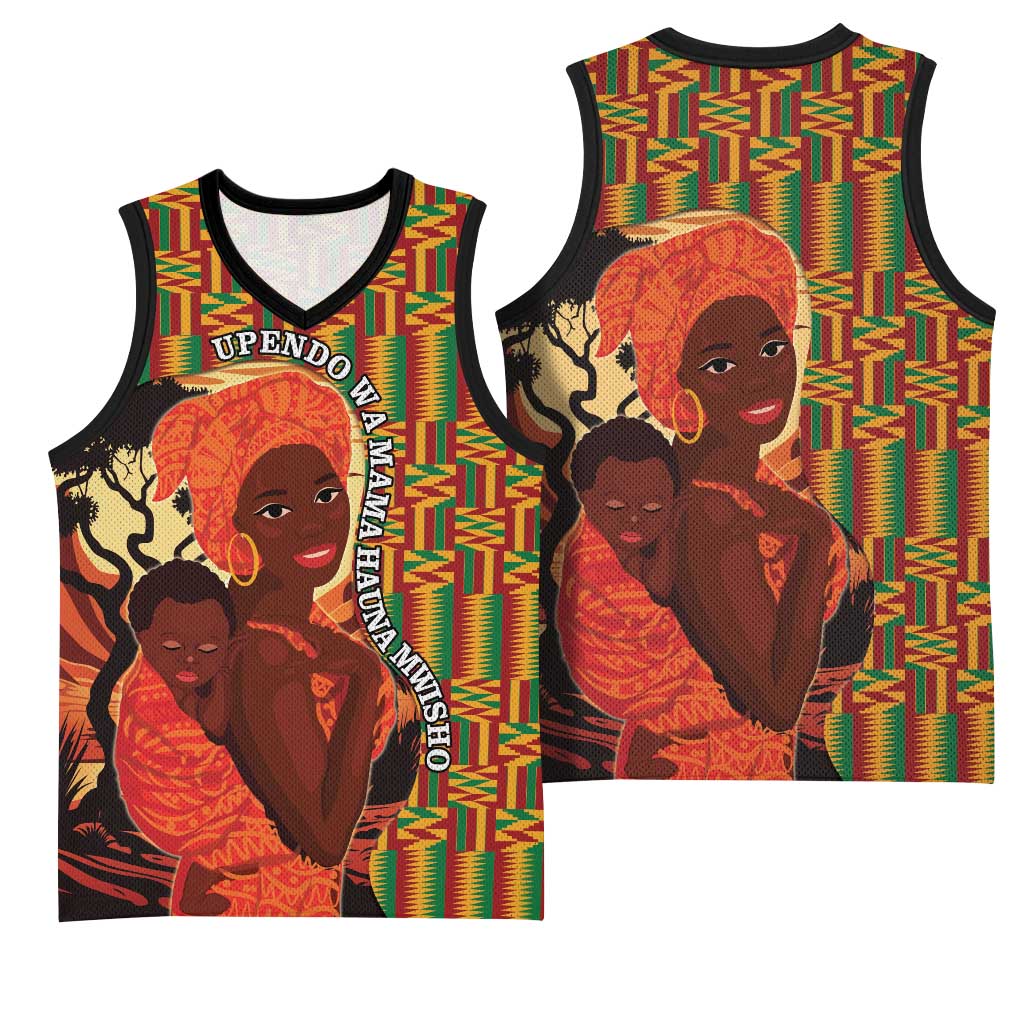 African Happy Mother's Day Basketball Jersey Black Mothers Kente Pattern - African Pride
