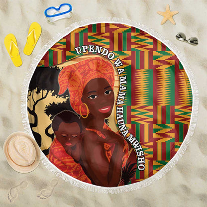 African Happy Mother's Day Beach Blanket Black Mothers Kente Pattern