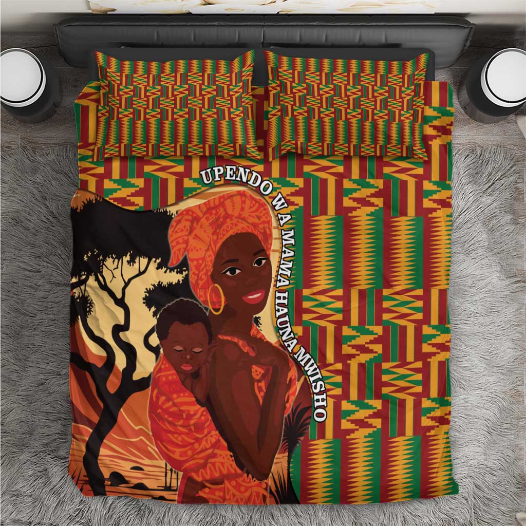African Happy Mother's Day Bedding Set Black Mothers Kente Pattern