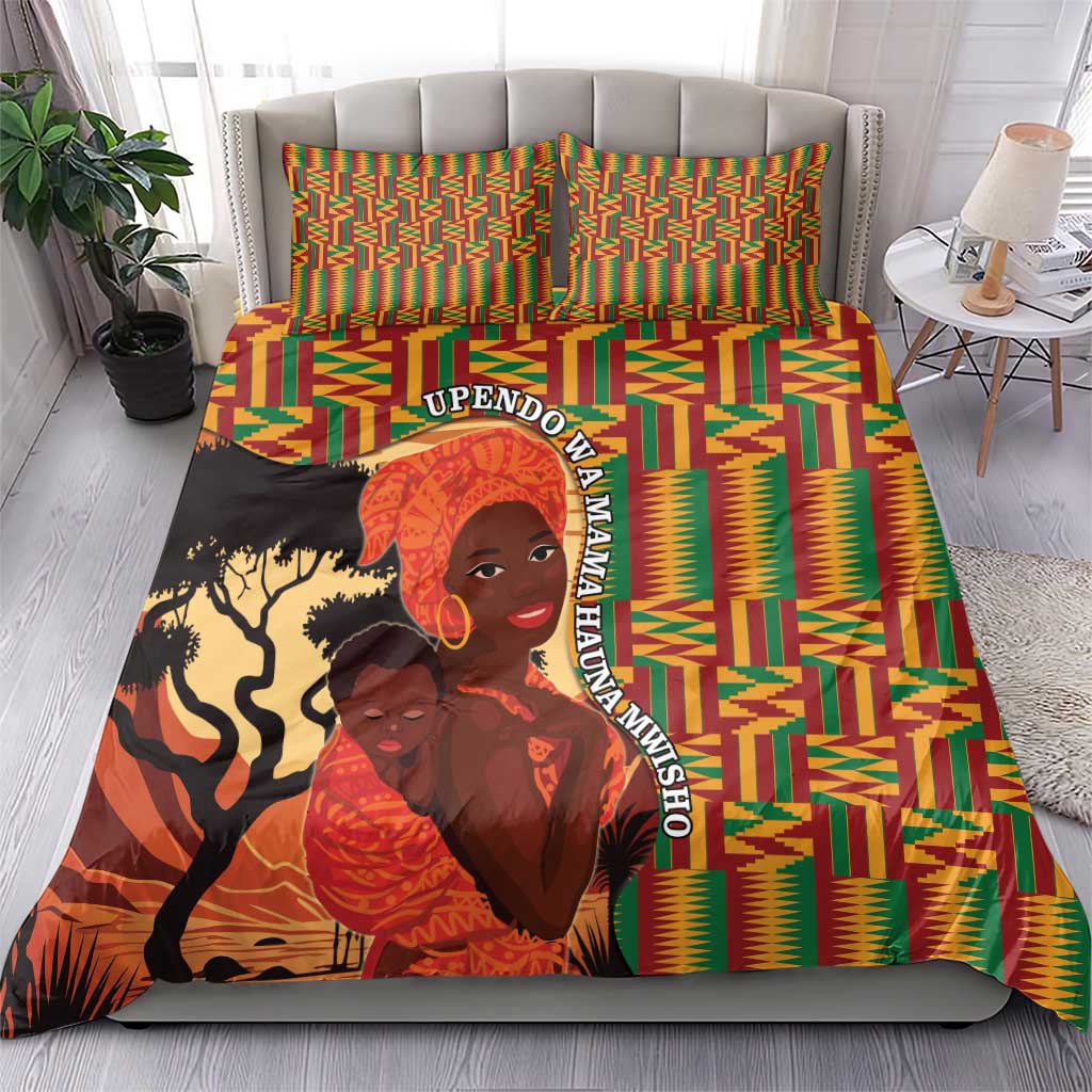 African Happy Mother's Day Bedding Set Black Mothers Kente Pattern
