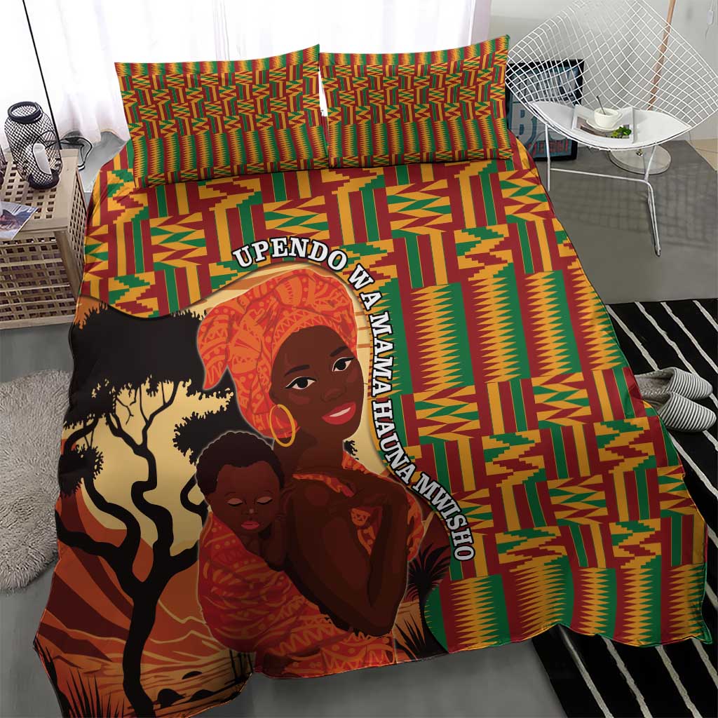 African Happy Mother's Day Bedding Set Black Mothers Kente Pattern