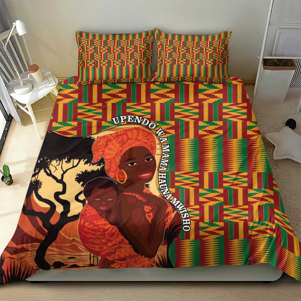 African Happy Mother's Day Bedding Set Black Mothers Kente Pattern