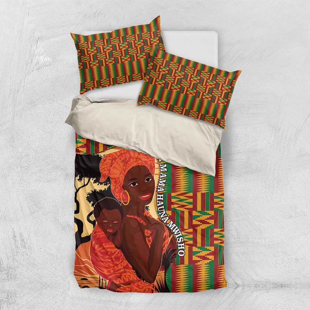 African Happy Mother's Day Bedding Set Black Mothers Kente Pattern