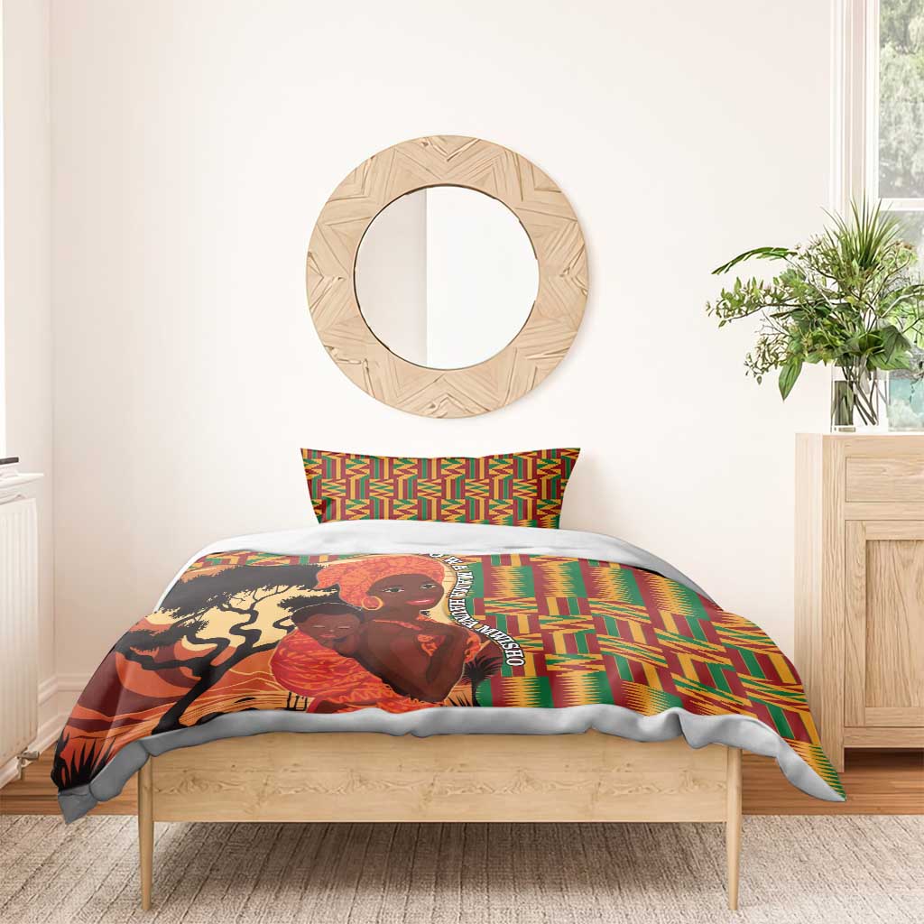 African Happy Mother's Day Bedding Set Black Mothers Kente Pattern