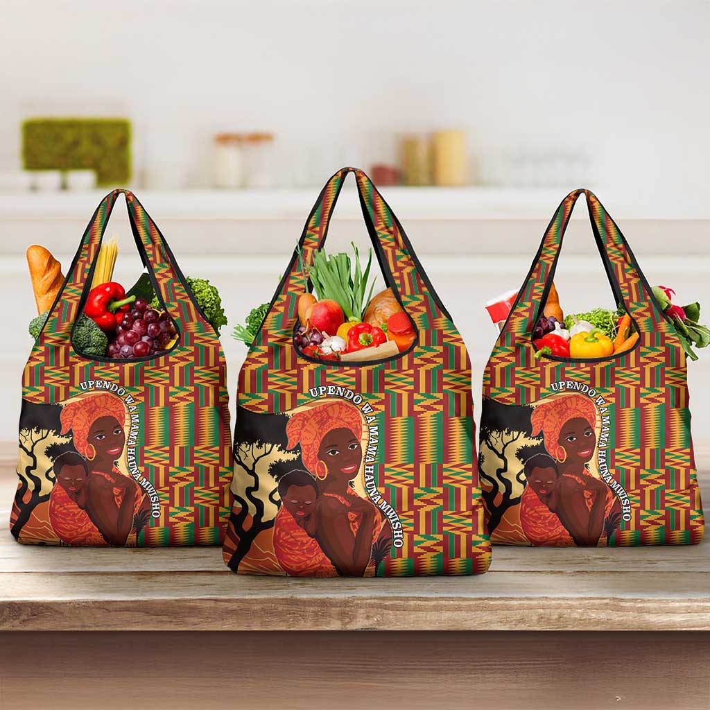 African Happy Mother's Day Grocery Bag Black Mothers Kente Pattern