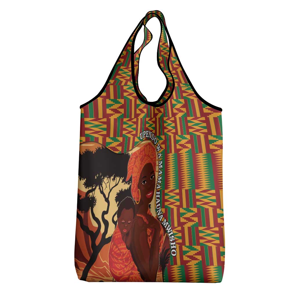 African Happy Mother's Day Grocery Bag Black Mothers Kente Pattern