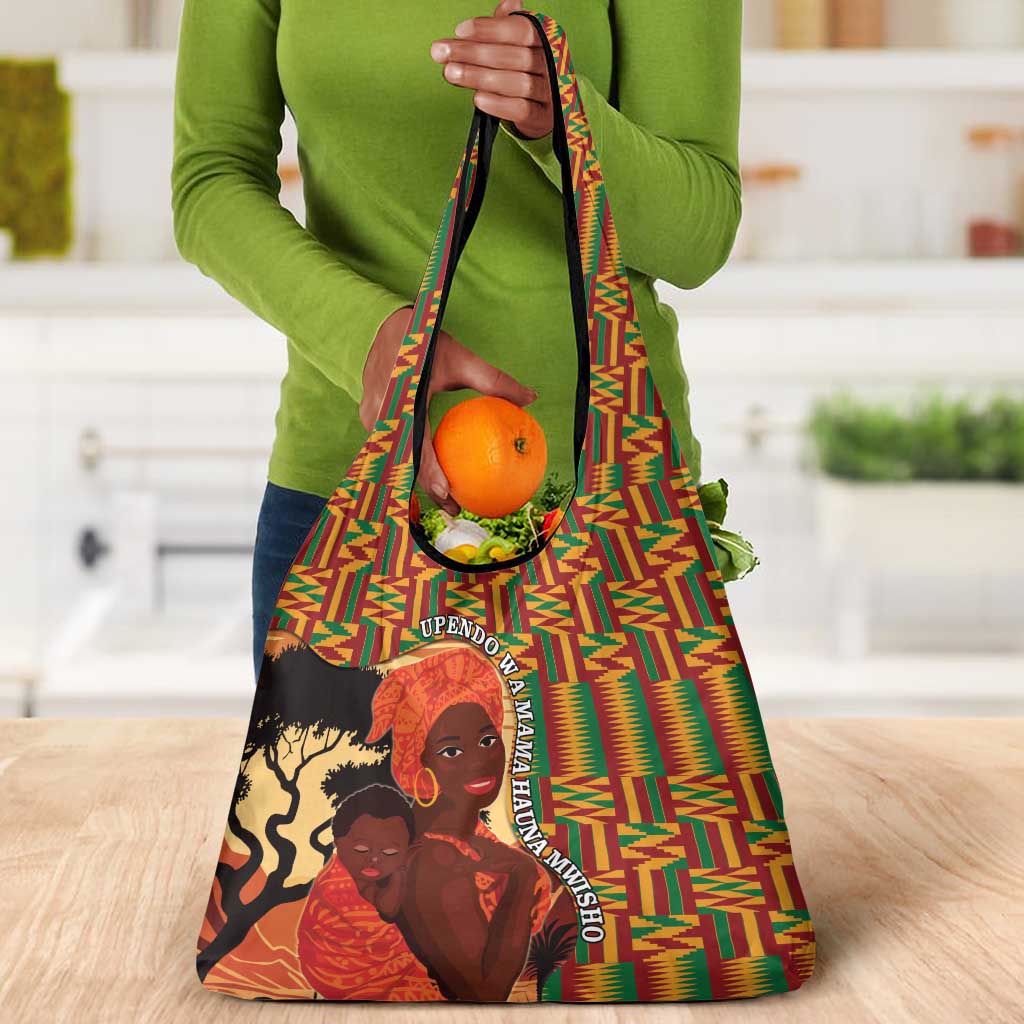 African Happy Mother's Day Grocery Bag Black Mothers Kente Pattern