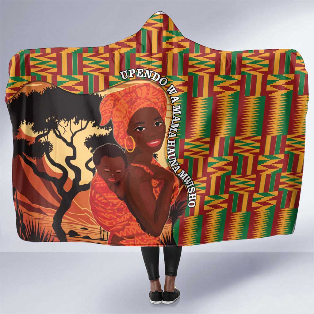 African Happy Mother's Day Hooded Blanket Black Mothers Kente Pattern