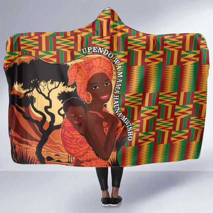 African Happy Mother's Day Hooded Blanket Black Mothers Kente Pattern