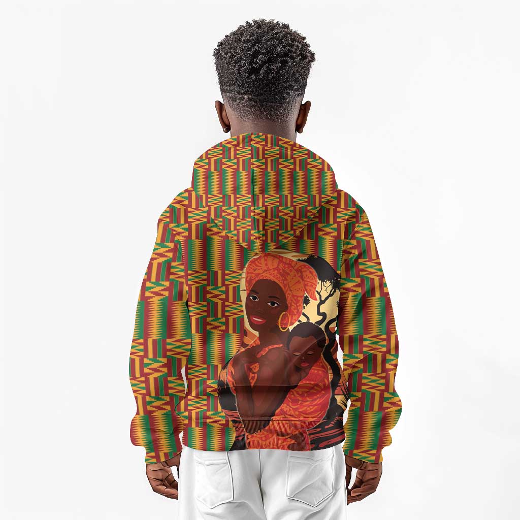 African Happy Mother's Day Kid Hoodie Black Mothers Kente Pattern