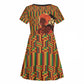African Happy Mother's Day Kid Short Sleeve Dress Black Mothers Kente Pattern