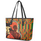 African Happy Mother's Day Leather Tote Bag Black Mothers Kente Pattern