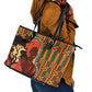 African Happy Mother's Day Leather Tote Bag Black Mothers Kente Pattern