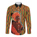 African Happy Mother's Day Long Sleeve Button Shirt Black Mothers Kente Pattern