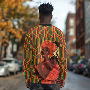 African Happy Mother's Day Long Sleeve Shirt Black Mothers Kente Pattern