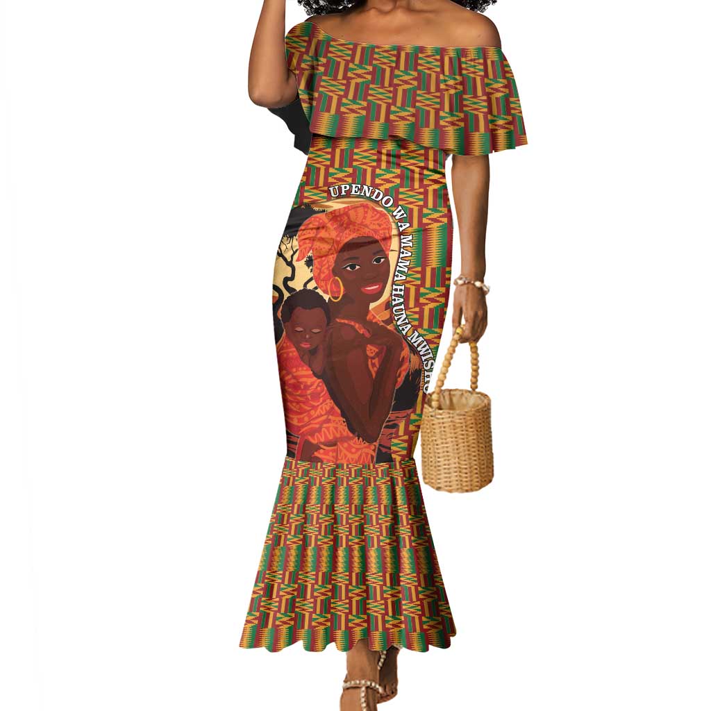 African Happy Mother's Day Mermaid Dress Black Mothers Kente Pattern