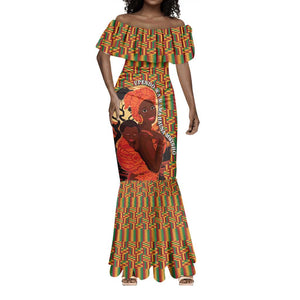 African Happy Mother's Day Mermaid Dress Black Mothers Kente Pattern