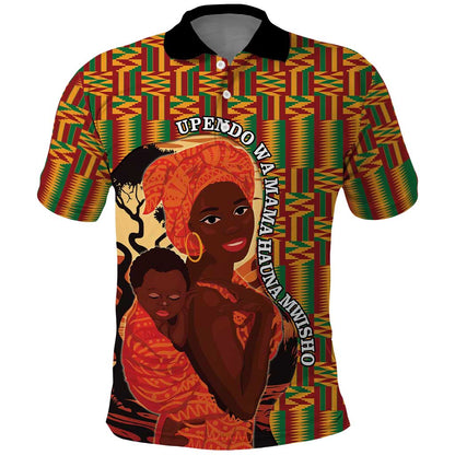 African Happy Mother's Day Polo Shirt Black Mothers Kente Pattern