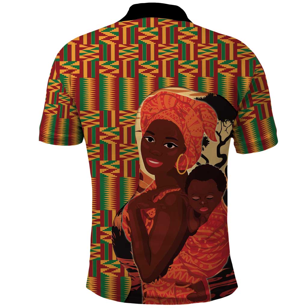 African Happy Mother's Day Polo Shirt Black Mothers Kente Pattern