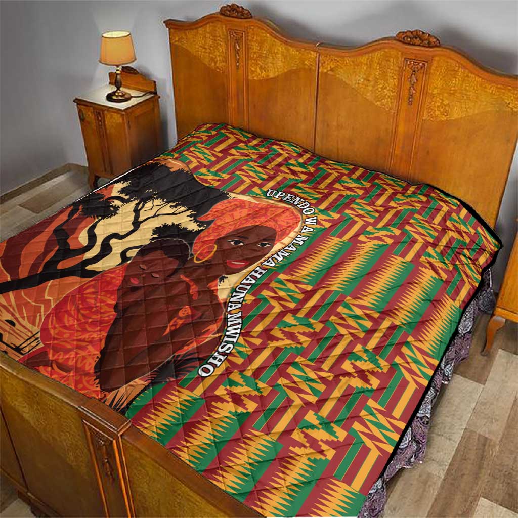 African Happy Mother's Day Quilt Black Mothers Kente Pattern