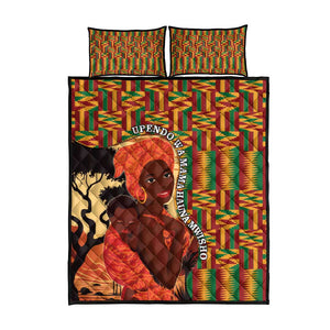 African Happy Mother's Day Quilt Bed Set Black Mothers Kente Pattern