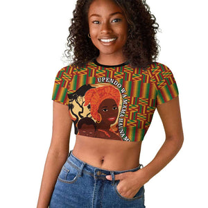 African Happy Mother's Day Raglan Cropped T shirt Black Mothers Kente Pattern