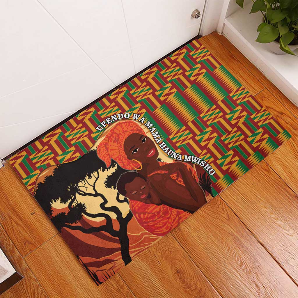 African Happy Mother's Day Rubber Doormat Black Mothers Kente Pattern