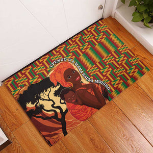 African Happy Mother's Day Rubber Doormat Black Mothers Kente Pattern
