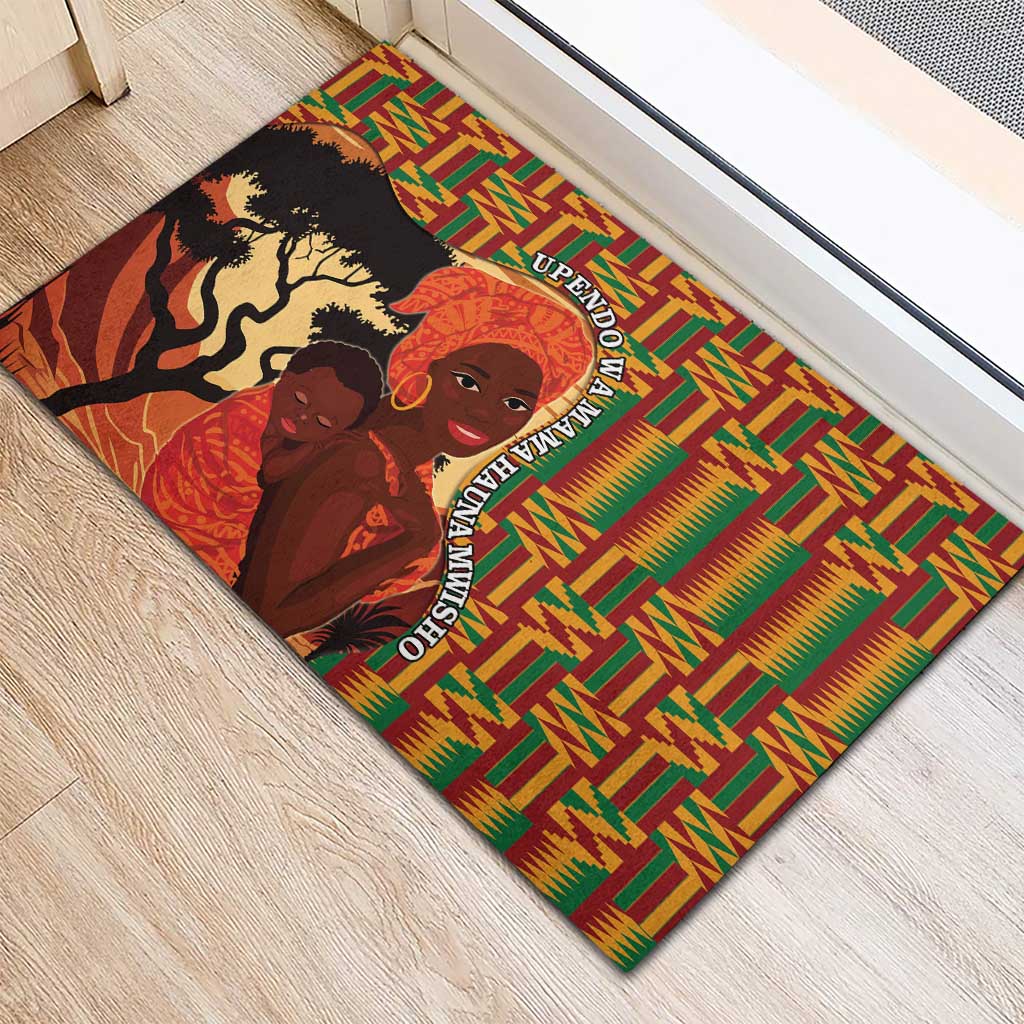African Happy Mother's Day Rubber Doormat Black Mothers Kente Pattern