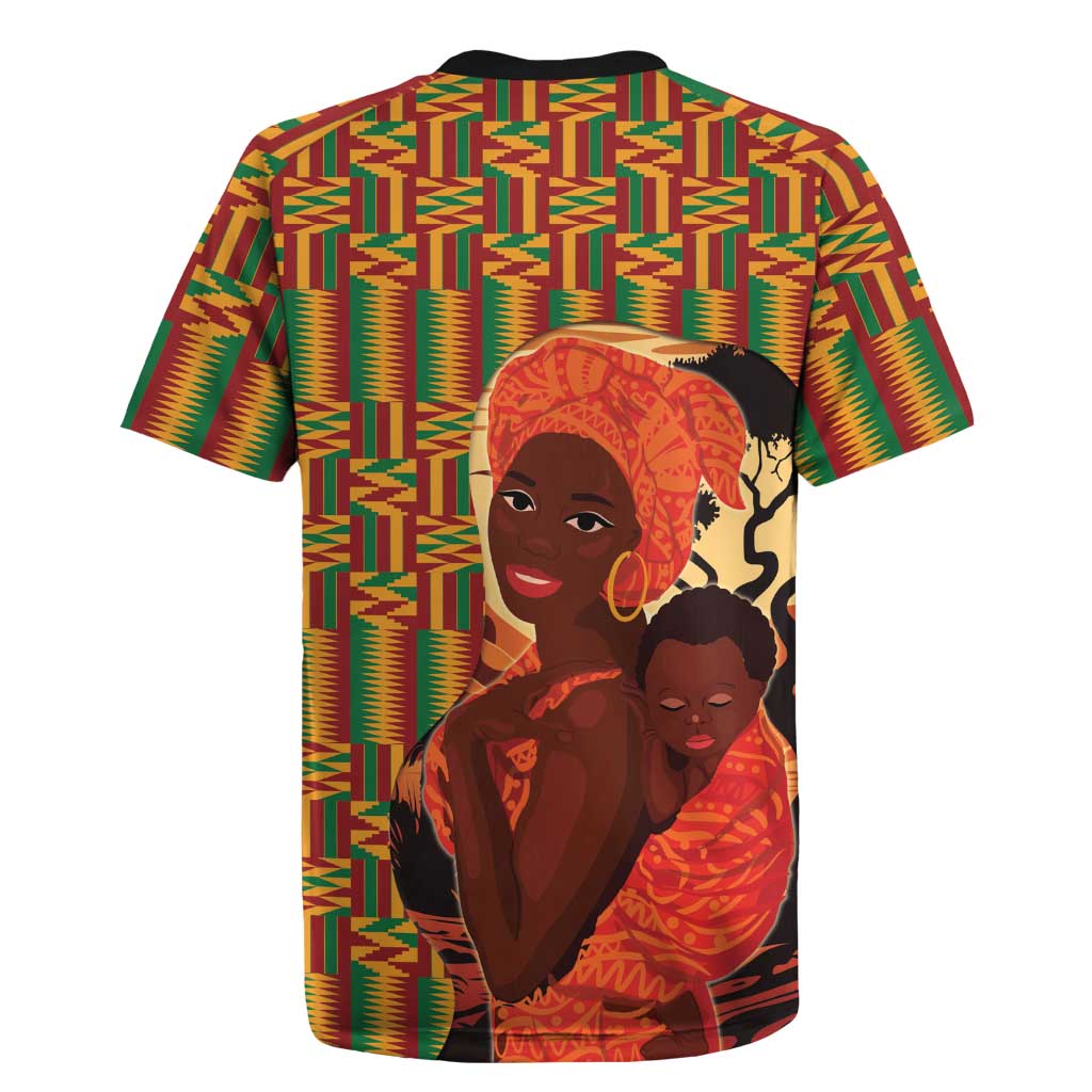 African Happy Mother's Day Rugby Jersey Black Mothers Kente Pattern