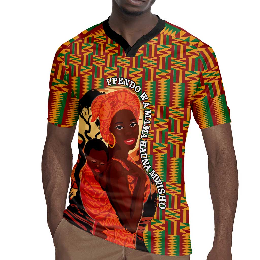 African Happy Mother's Day Rugby Jersey Black Mothers Kente Pattern