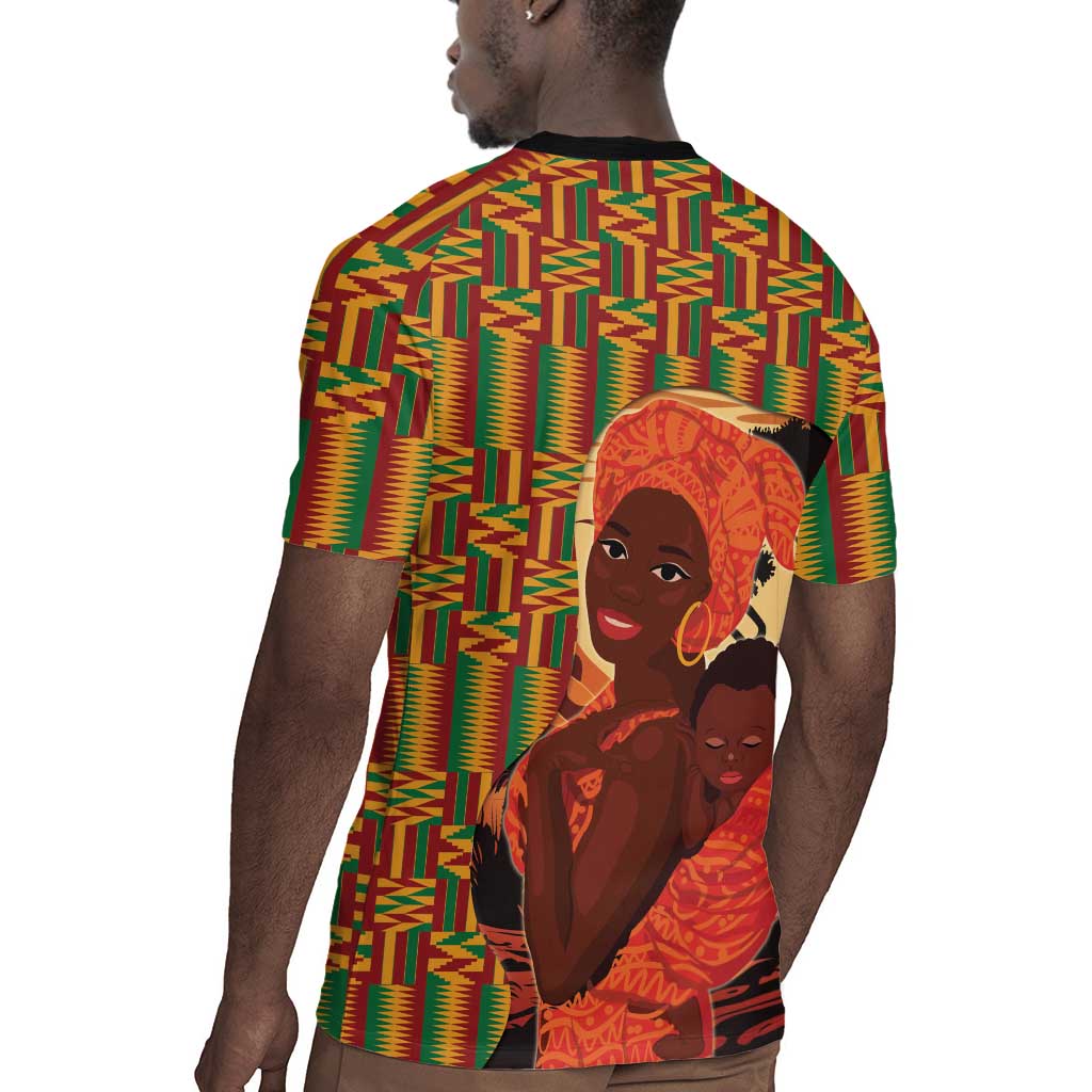 African Happy Mother's Day Rugby Jersey Black Mothers Kente Pattern