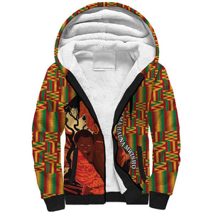 African Happy Mother's Day Sherpa Hoodie Black Mothers Kente Pattern